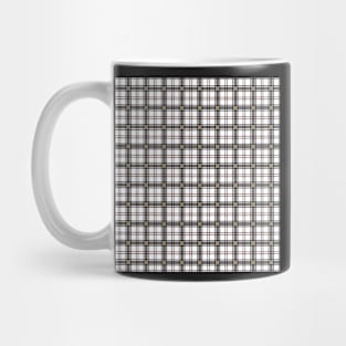 Traditional Japanese Vintage Complex Plaid Koushi Pattern in Black and White Mug